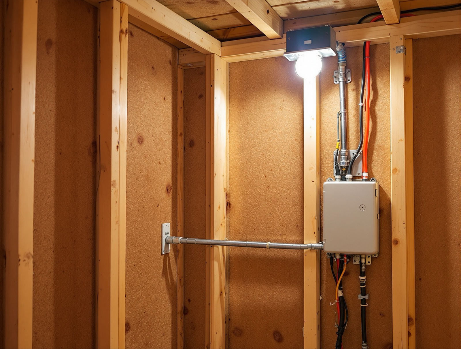 Electrical rough-in with conduit and junction box for a sauna heater