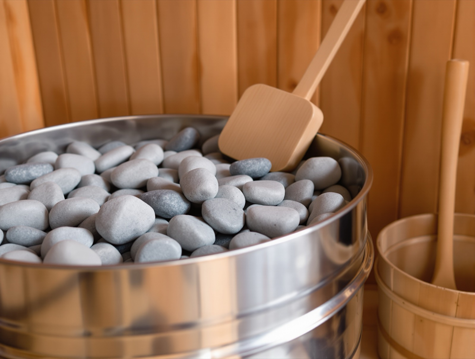 Sauna heater with stacked stones
