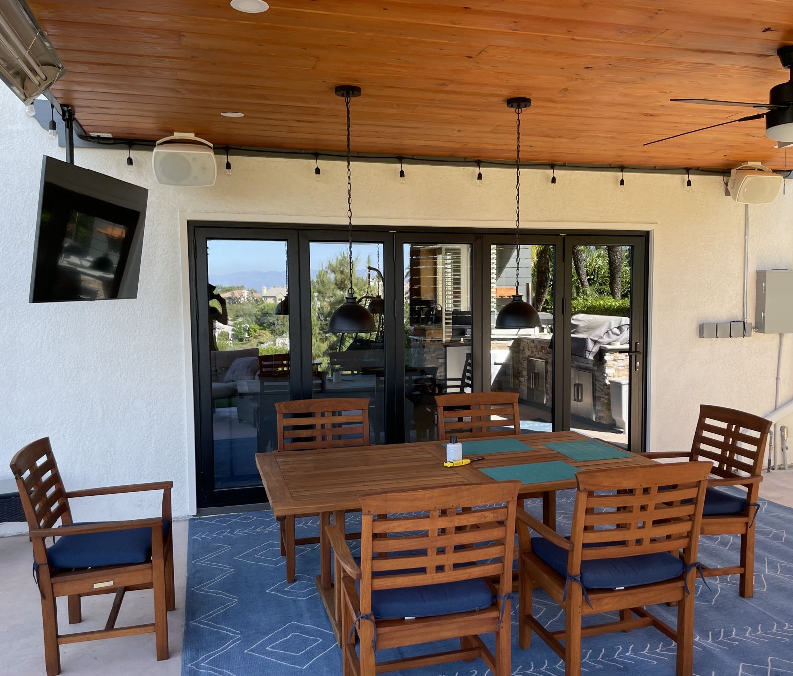 Finished patio looking toward the folding doors